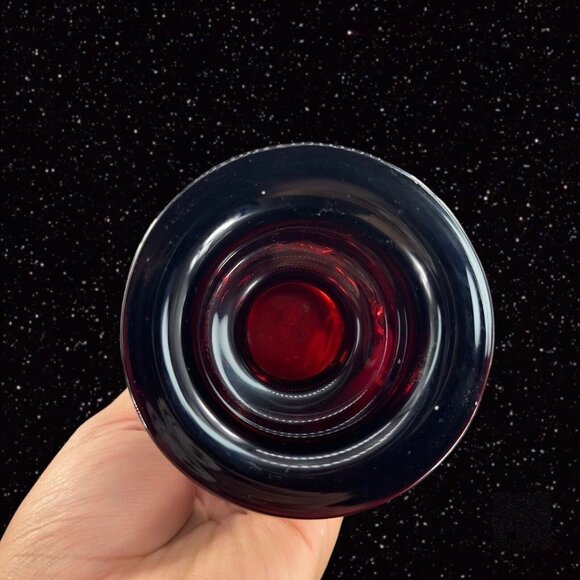 Polish Art Glass Red W Clear Swirls Vase Single Candle Holder From Poland VTG - Picture 3 of 11